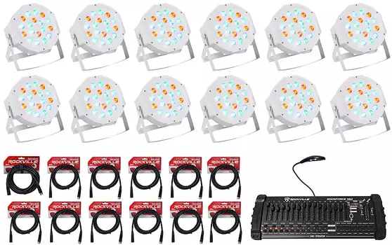 Светодиод Rockville RockPAR50 WHT DJ/Club Wash Lights + 384-канальный контроллер DMX + кабели RockPAR50 WHT + RDX + Rockforce 384