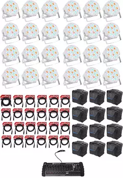 Светодиод Rockville RockPAR50 WHT Wash Lights + 384-канальный контроллер DMX + кабели + сумки Rockpar50 WHT + RDX + RLB P1