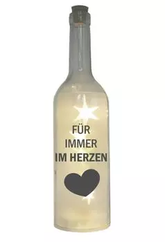 Светодиодная бутылка с мотивом Forever in the heart, серая, 29 см, лампа для бутылок с надписью «Траурный свет» WB wohn trends, серый