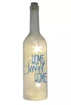 Светодиодная бутылка с мотивом Home Sweet Home, синяя, 29см, лампа-подсветка для бутылок с надписью WB wohn trends, синий