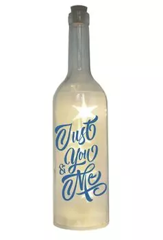 Светодиодная бутылка с мотивом Just You & Me, синяя, 29 см, лампа-подсветка для бутылки с надписью WB wohn trends, синий