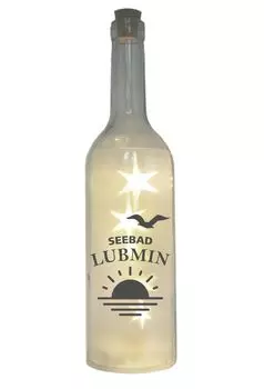 Светодиодная бутылка с мотивом, морской курорт Лубмин, солнечная чайка Балтийское море, серая, 29см, лампа-подсветка для бутылки с надписью WB wohn trends