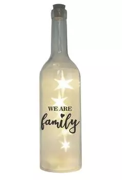 Светодиодная бутылка с мотивом «Мы семья», серая, 29 см, лампа-подсветка для бутылки с надписью «Семья» WB wohn trends, серый