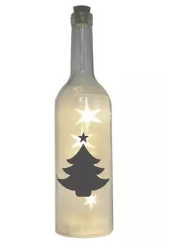 Светодиодная бутылка с мотивом, Рождественская елка, Рождественская елка, серая, 29см, лампа-подсветка бутылки с надписью WB wohn trends, серый