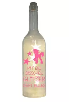 Светодиодная бутылка с мотивом, с небольшим блеском, все работает / единорог, розовый, 29 см, лампа-подсветка для бутылки с надписью WB wohn trends