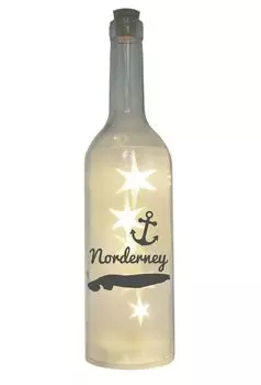 Светодиодная бутылка с мотивом, силуэт острова Нордерней, серая, 29 см, лампа-подсветка для бутылки с надписью WB wohn trends, серый