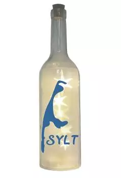 Светодиодная бутылка с мотивом, силуэт острова Зильт, синяя, 29 см, лампа-подсветка для бутылки с надписью WB wohn trends, синий