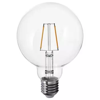 Светодиодная лампа E27 150 лм, круглая прозрачная, 95 мм, LUNNOM IKEA