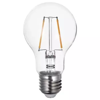 Светодиодная лампа E27 150 лм, круглая прозрачная, LUNNOM IKEA