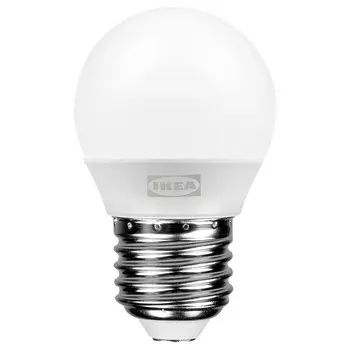 Светодиодная лампа E27 470 лм, круглая опалово-белая, 2700 К, SOLHETTA IKEA