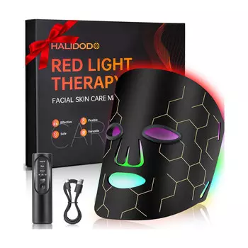 Светодиодная LED маска для лица HDLIDODO, 8 режимов подсветки, чёрный