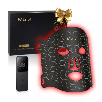 Светодиодная LED маска для лица MLriyl, 7 режимов подсветки, чёрный