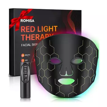 Светодиодная LED маска для лица ROMISA, 8 режимов подсветки, чёрный