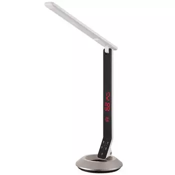 Светодиодная настольная лампа, ALU, серебристый, сенсорный диммер, часы, H 75 см etc-shop, серебро