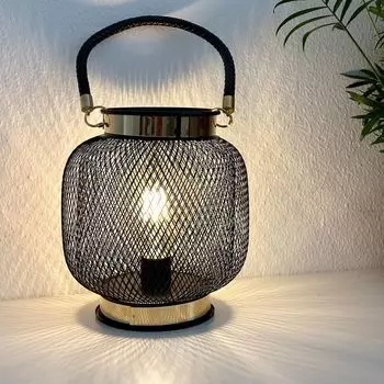 Светодиодная настольная лампа декоративная лампа прикроватная лампа металлическая лампа фонарь на батарейках 16xH20см Mojawo