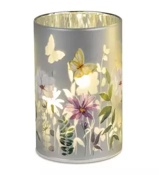 Светодиодная настольная лампа, декоративная подсветка ВЕСНА, цилиндр H. 14см, серебро Formano F24