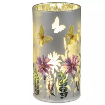 Светодиодная настольная лампа, декоративная подсветка ВЕСНА, цилиндр H. 17см, серебро Formano F24