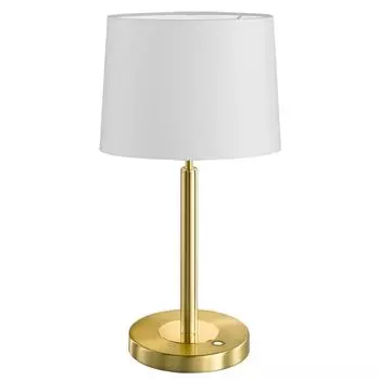 Светодиодная настольная лампа, латунь, текстильная, диммируемая, D 25 см etc-shop, золото