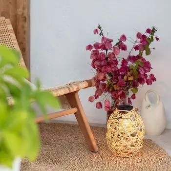 Светодиодная настольная лампа на солнечной батарее для улицы из ротанга Baihar Natural LEDKIA