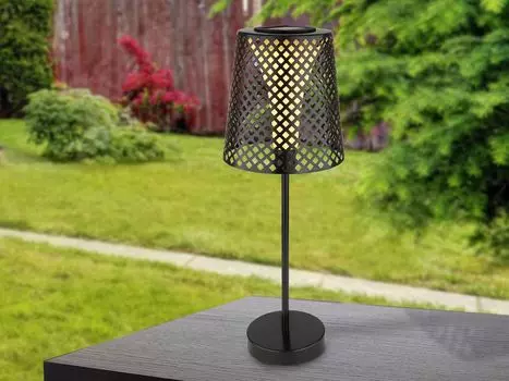 Светодиодная настольная лампа на солнечной батарее с металлической сеткой черная матовая от Globo Globo Lighting, черный