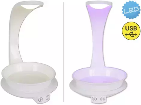 Светодиодная настольная лампа nve "Grow Light", 1 лампочка, светильник для роста, свет для растений (фиолетовый) и нейтральный белый, USB-кабель 15,50 см, Высота: 24,00 см., белый