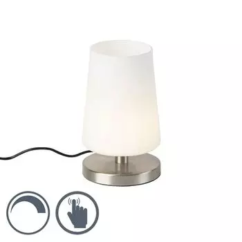 Светодиодная настольная лампа Paul Neuhaus, белая сталь, со сдержанным абажуром, вкл. сенсорный диммер, 3 Вт, 235 лм, G9 (4146-55), серебро