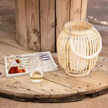 Светодиодная настольная лампа портативная уличная из ротанга Dragonera Natural LEDKIA