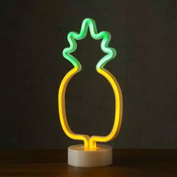 Светодиодная неоновая лампа ANANAS - Декоративный светильник Silhouette - на батарейках - Высота: 32,5 см - стоячий - желтый, зеленый MARELIDA