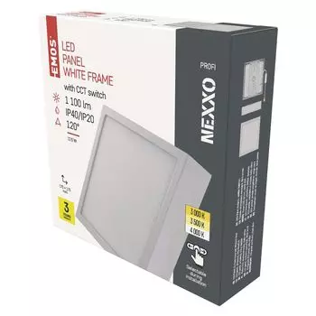 Светодиодная панель EMOS 12,5 Вт, квадратный потолочный светильник 1100 лм, настенный светильник 17 см, 3 регулируемых цвета света, включая светодиодный драйвер, ZM6133, белый