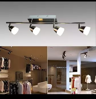 Светодиодная рейка SX8228-04A 4 лампочки 4х5Вт матовый никель, белое стекло, длина потолочного светильника 69см, ширина 8,5см, высота 17,5см 3000К теплый белый Eurotondisplay