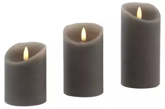 Светодиодная свеча andas "Рождественские украшения" из настоящего воска, с функцией затемнения и таймером : 7,5 см, серый