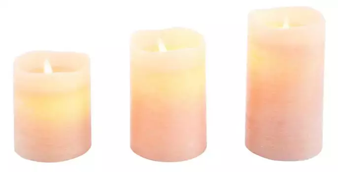 Светодиодная свеча Star-Max "Новогодние украшения" из настоящего воска с подвижным пламенем : 7,5 см, цвет rose meliert