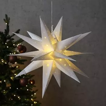 Светодиодная уличная 3D звезда Алиса - подвесная - Г: 58см - 12 теплых белых светодиодов - аккумулятор - таймер - для наружного использования MARELIDA