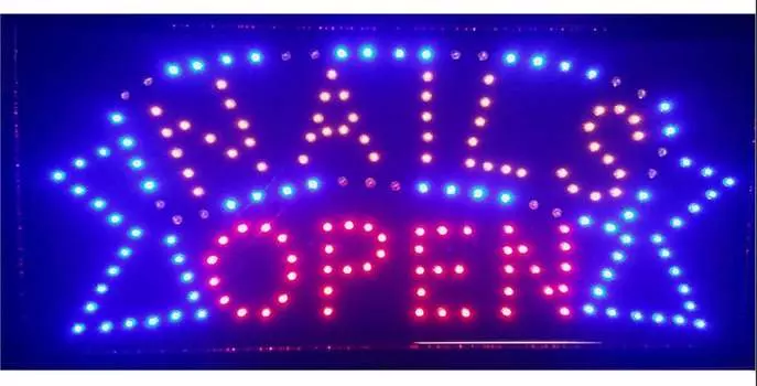 Светодиодная вывеска NAILS OPEN Miobo, белый