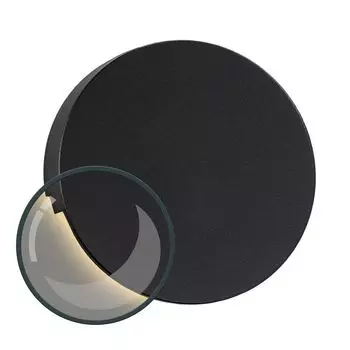 Светодиодное освещение лестницы MOON из алюминия круглой формы для установки в коробку скрытого монтажа 68 мм - теплый белый 3000K - цвет антрацит [подсветка ступеней - встраиваемый настенный светильник - непрямой] Ledando, черный