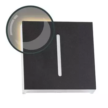 Светодиодное освещение лестницы STRIPE из алюминия квадратное для установки в коробку скрытого монтажа 68мм - теплый белый 3000К - цвет антрацит [подсветка ступеней - встраиваемый настенный светильник - непрямой] Ledando, черный