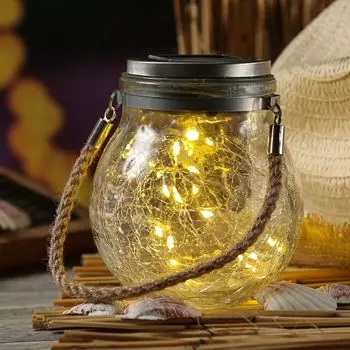 Светодиодное солнечное стекло GLORY - светодиодная цепочка теплого белого цвета - функция мигания - датчик освещенности - D: 12 см MARELIDA