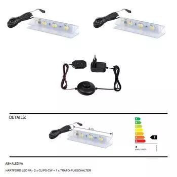 Светодиодное торцевое освещение стекла>Hartford<холодного белого цвета - 6x1,1x2,2 (ШxВxГ) mbelando, белый