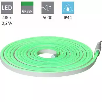 Светодиодные ленты FLATNEONLED зеленые Д:500см В:0,6см с кабелем + вилкой IP44 EGLO, зеленый
