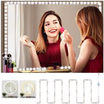 Светодиодные зеркальные светильники с регулируемой яркостью 1M, набор для макияжа с подсветкой. Зеркальные светильники 3000-6000K с 45 светодиодами с регулируемой яркостью. Лампа для макияжа с USB-кабелем питания, тусклый, холодный белый. lapama...
