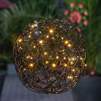 Светодиодный 3D проволочный шар TRASSEL - 50 светодиодов теплого белого цвета - D: 30 см - для внутреннего и наружного использования - черный MARELIDA
