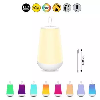 Светодиодный декоративный светильник FRANCO 2W пластик белый 3000K Высота: 15см 10см с диммированием и сенсорным выключателем Rabalux