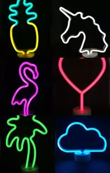 Светодиодный декоративный светильник, на батарейках, освещение балкона, освещение террасы, различные мотивы, сердце, фламинго, облако, пальма, ананас, единорог, дельфин, цвет: ананас Technoline