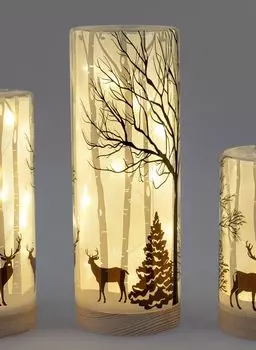 Светодиодный декоративный светильник с деревянным основанием NATURAL 25 см с таймером зимнее время Formano