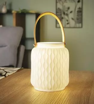 Светодиодный фонарь "Модерн" из фарфора, белый матовый, 12х16 см, настольный фонарь, декоративный светильник, настольная лампа Dekoleidenschaft