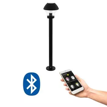 Светодиодный напольный торшер EGLO Crosslink VERLUCCA-C, уличный светильник для умного дома, дорожный светильник из оцинкованной стали и стекла, черный, теплый белый, с регулируемой яркостью, IP44