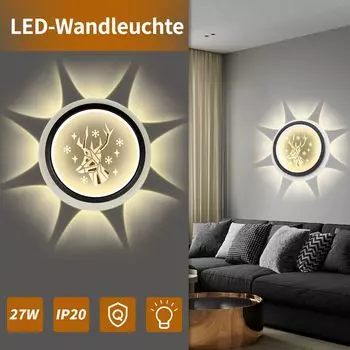 Светодиодный настенный светильник 27 Вт настенный светильник акриловое настенное освещение современное для дома и коммерческого IP20 водонепроницаемое настенное освещение, теплый белый 3000K 2700LM для спальни, гостиной, прихожей, прихожей Toner...