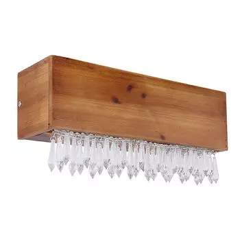 Светодиодный настенный светильник, дерево, хрустальный декор, коричневый, H 17см etc-shop