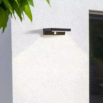 Светодиодный настенный светильник для наружного освещения, солнечный, детектор движения, 5 x 21 x 11 см, 3 Вт, 430 лм Lightbox, черный