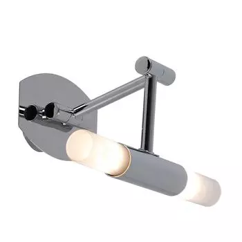 Светодиодный настенный светильник, хром, белое стекло, подвижное пятно, D 26 см etc-shop, серебро